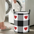 thumbnail image 4 of Goofa Heart Black Buffalo Plaid Gingham Printed Circular Hamper,Laundry Basket with Handles,Storage Baskets Foldable,Large Capacity Laundry Hamper-Medium, 4 of 8