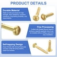 thumbnail image 4 of 35 Pcs Brass Screws, M2.5 x 16mm Solid Slotted Round Head Self-Tapping Wood Screw Fasteners for Woodworking Furniture Repair Photo Frame Drywall Home Appliances, Gold, 4 of 6