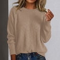 thumbnail image 2 of HNMKIU Knit Pullover Sweater Solid Color Round Neck Long Sleeve Loose Fit Casual Top With Sequins for Daily Wear and Womens Sweaters Khaki，S, 2 of 4