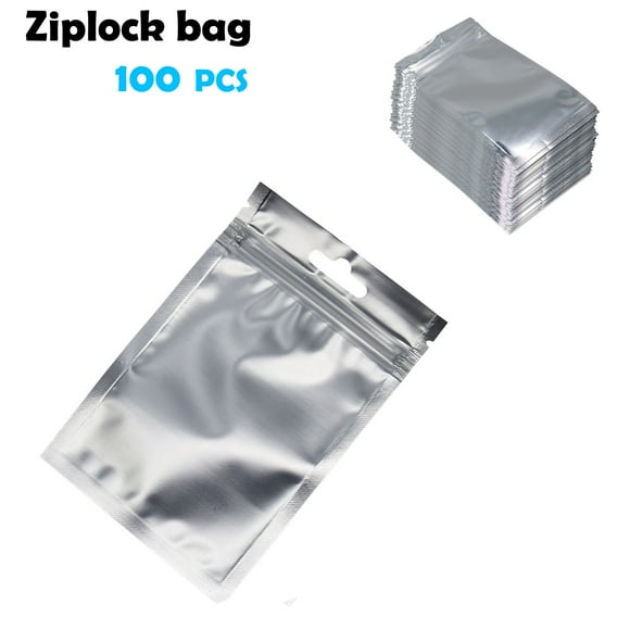 Mefallenssiah 100 Resealable Smell Proof Bags Holographic Ziplock Bags Flat Bags