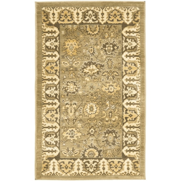 SAFAVIEH Heirloom Alexanndria Traditional Area Rug, Green/Brown, 2'6" x 4'