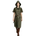 thumbnail image 2 of Hooded Ranger Tunic Robe, Hooded Medieval Ranger Robe Tunic With Shoulder Capelet, Belted Long Wizard Surcoat for Halloween Renaissance Larp Cosplay,Soft Woven Fantasy Costume Robe, Army Green L, 2 of 8