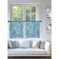 thumbnail image 4 of Sheer Curtains 45 Inch Length 2 Panels Set for Kitchen, Light Blue Teal Semi Sheer Curtains for Windows, Retro Botanical Abstract Art Voile Window Treatments Rod Pocket Curtain, 4 of 7
