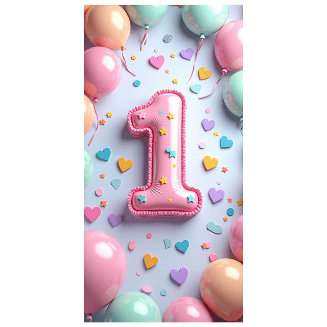 Colorful 1st Birthday Banner with Balloon Elements Backdrop Party Supplies Photography Props for Birthday Party Decorations Celebration Event Happy Occasion