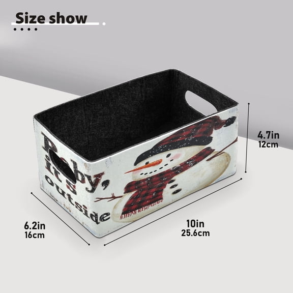 BZSMCE Shelf Baskets Cute Snowman with Scarf Pattern Storage Cube Bins 10.1*6.3*4.7in Set of 2