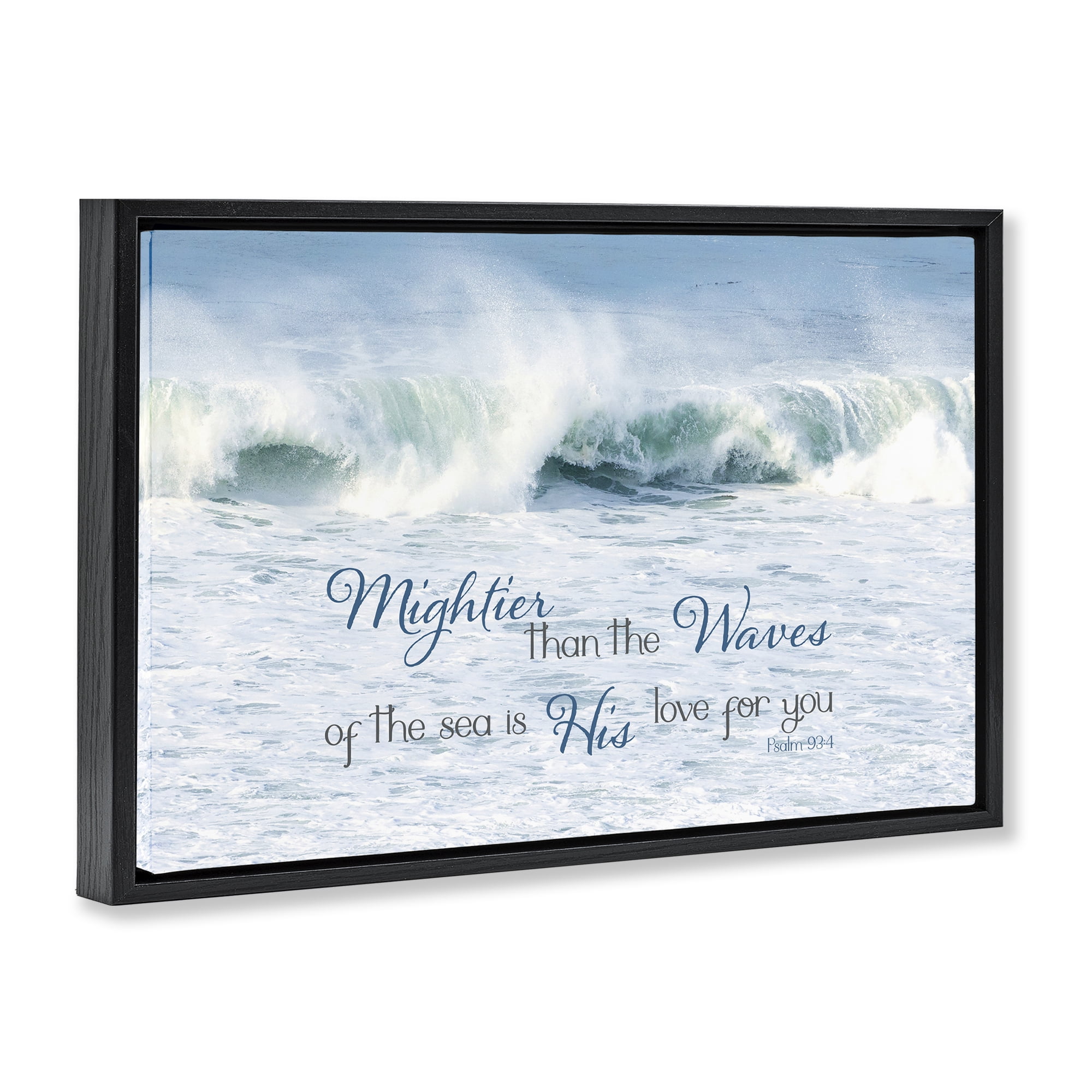 Stupell Industries Mightier Than The Waves Black Framed Floater Canvas Wall Art, design by Kathy Mansfield