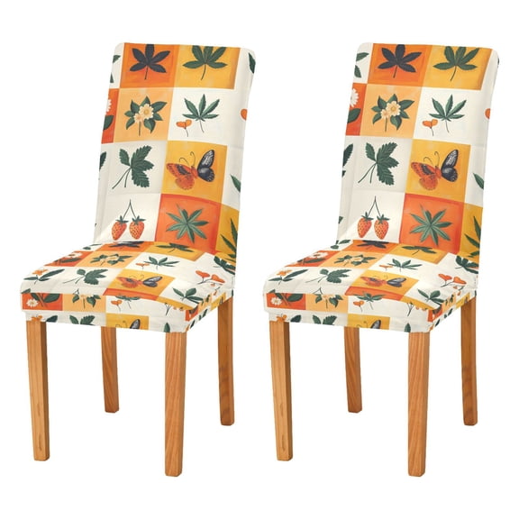 Yayeee 2 Pack Dining Chair Covers Stretch Parson Chairs Slipcovers Seat Protector, Cartoon Plants