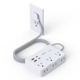 thumbnail image 1 of Protector contra sobretensiones de enchufe plano, cable de extensión ultrafino de 5 pies con 4 cargadores de pared USB (2 puertos USB C), 6 tomas de corriente ampliamente espaciadas, tira de alimentac, 1 of 5