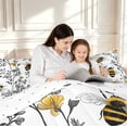 thumbnail image 4 of Erosebridal Vintage Bee Full Size Comforter Sets,Lovely Floral Bedding Comforter Set,White Black,Reversible,3 Pieces,1 Comforter and 2 Pillowcases, 4 of 7