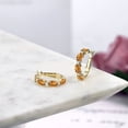 thumbnail image 4 of Gem Stone King 18K Yellow Gold Plated Silver Orange Red Madeira Citrine and White Created Sapphire Hoop Earrings for Women (3.44 Cttw, Oval 6X4MM), 4 of 4