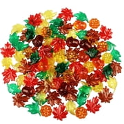 Konghyp 100Pcs Thanksgiving Decorations Plastic Pumpkin Maple Leaf Vase Fillers, Sensory Play Items, Fall Home Decor, Miniature Autumn Crafts, Festive Centerpieces