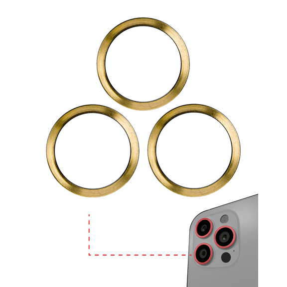 Replacement Back Camera Bezel Ring Only Compatible For iPhone 12 Pro Max (Gold) (3 Piece Set) (10 Pack)