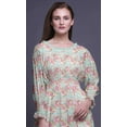thumbnail image 5 of Bimba Floral Ladies Bishop Sleeve Round Neck Ruffle Maxi Smocked WaistÂ&nbsp;Dress-Small, 5 of 5