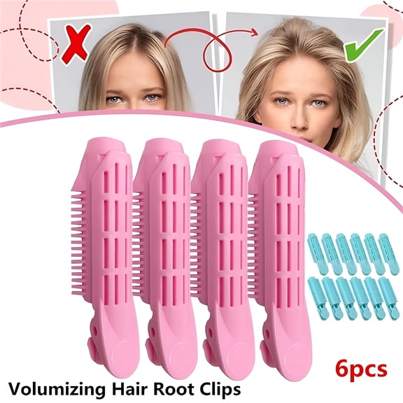 VANIDO 6Pcs Volumizing Hair Root Clip, Naturally Fluffy Hair Clip Hair Volumizing Clips Hair Root Self Grip Volume Hair Root Clip Styling Tool (Pink or Blue)