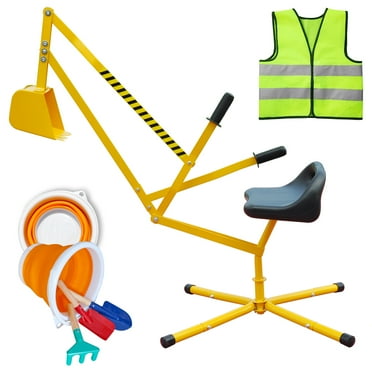 Sand Digger Sandbox Digger Toy, 360°Rotating Base, Sturdy Stable Steel Frame Structure-Metal Bucket, Kids Digger Excavator Digging Toys Excavator Ride on Beach Toys, Ideal for Sand Sandbox Beach Snow