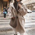 thumbnail image 5 of Nuevo abrigo de lana de invierno para mujer, abrigo de mezclas de lana holgado con capucha, chaqueta con botones de bocina, abrigo de lana para mujer de invierno, 5 of 5