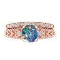 thumbnail image 2 of 1.99 ct Brilliant Round Cut Blue Moissanite 18K Rose Gold Solitaire with Accents Engagement Bridal Wedding Ring Band Set size 5.75, 2 of 7