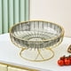 thumbnail image 1 of Frutero con pedestal y base elevada con detalles dorados para exhibir en la cocina, como centro de mesa o bandeja para servir té. Aestivo | Blanco | AESTIVO, 1 of 7