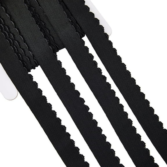 10 Yards 0.8 Inch Wide Black Elastic Spool High Elasticity Scalloped Edge Elastic Sewing Band Stretchy Ribbon for Waistbands Pants Crafts DIY Hair Tie Headband Lingerie Clothes
