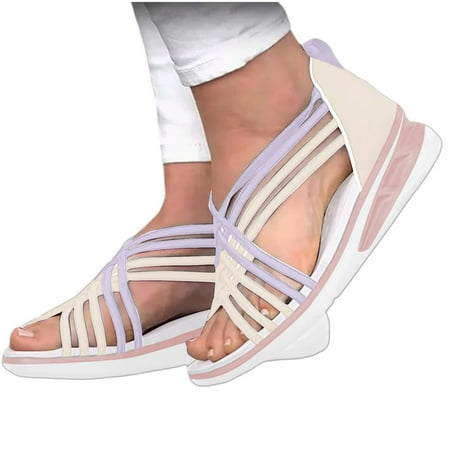 

Pyhlmscde Womens Sandals Open Toe Strappy Sandals Wedge Heel Platform Sandal Summer Casual Comfy Walking Sandals Dressy Shoes