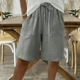 thumbnail image 5 of Aueoeo Women's Lightweight Shorts Casual Summer Beach Shorts Loose Fits Elastic Waist Drawstring Shorts With Big Pockets, 5 of 9