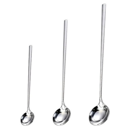 

3Pcs Long Handle Coffee Spoons Stainless Steel Stirring Spoons Practical Dessert Spoons