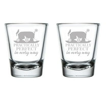 Set of 2 Shot Glasses 1.75oz Shot Glass Practically Perfect In Every Way