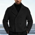 thumbnail image 6 of Hulanddfd Men's Pea Coat Turn Down Collar Double Breasted Short Wool Blend Jacket Casual Fall Winter Outerwear, 6 of 7