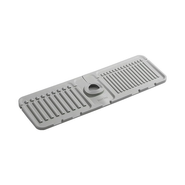 Alfombrilla de drenaje para fregadero con protector de grifo y bandeja de secado con rampa elevada para encimera de cocina (1 unidad) Yulucky