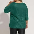 thumbnail image 6 of Dasayo Women's Tops Oversized Sequin 3/4 Sleeve Green V-Neck Solid Blouses Women's Blouses and T Shirts XXXL, 6 of 9