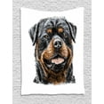 thumbnail image 1 of Rottweiler Tapestry, Hand Drawn Image of Dog Type Realistic and Furry, Wall Hanging for Bedroom Living Room Dorm Decor, 40"W X 60"L, Pale Cinnamon Tan and Dark Chestnut Brown, by Ambesonne, 1 of 2