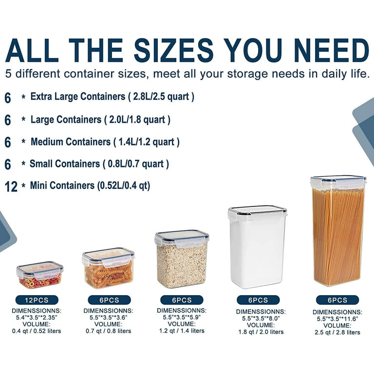 Airtight Food Storage Containers 36-Piece Set, Kitchen & Pantry  Organization, BPA Free Plastic Storage Containers with Lids, for Cereal,  Flour, Sugar