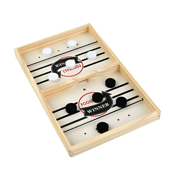 BESTSKY Extra Large Wooden Fast Sling Puck Game – Super Sling Hockey Table for Family Game Night & Parties | Foosball Winner String Puck Game with 20 Pucks & Storage Bag | Wood Construction