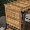 thumbnail image 4 of Amiya Outdoor Wood and Iron Bar Cart with Tray Top and Bottle Holders, Teak Finish, 4 of 9