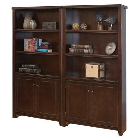 - Martin Furniture Tribeca Loft Wood Wall Bookcase with 4 Doors - Cherry