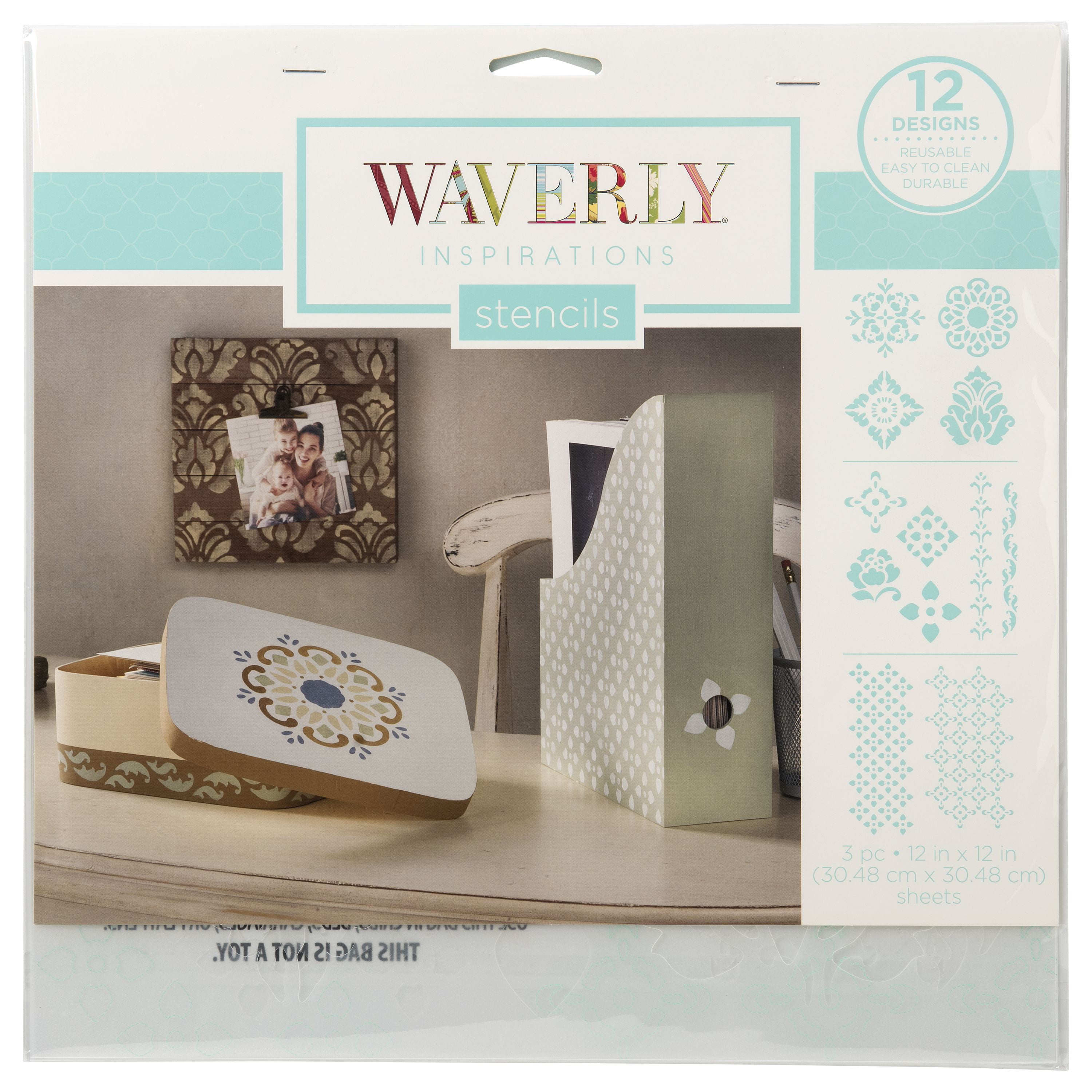 Waverly Inspirations 12" x 12" Plast Medallions Stencils, 3 Piece