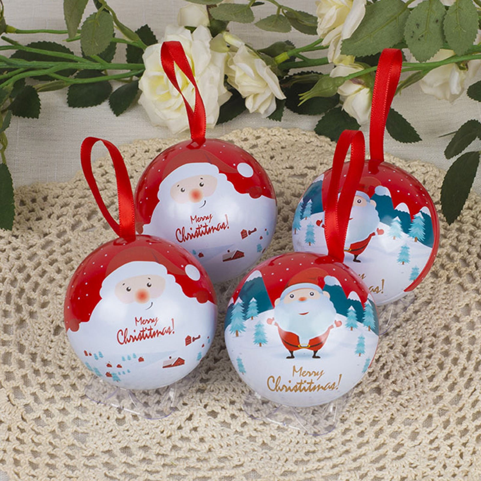 Boîtes à Bonbons En Métal Forme Boules De Noël - Décoration Sapin Réutilisable, Emballage Cadeau Créatif