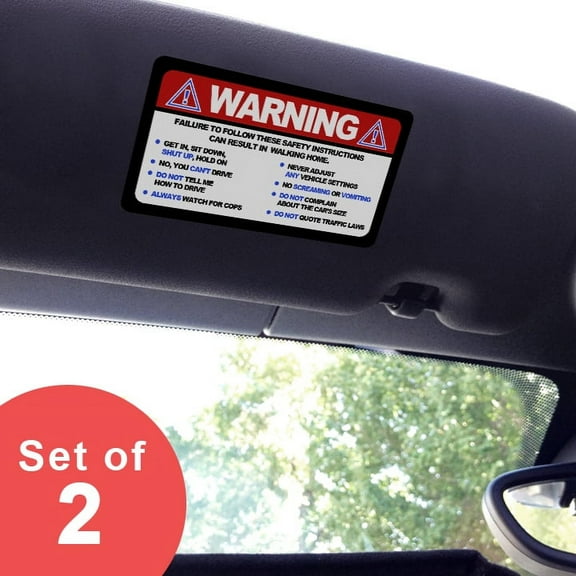 Small - Warning Funny Safety Rules - Visor Sticker Set for MINI Cooper