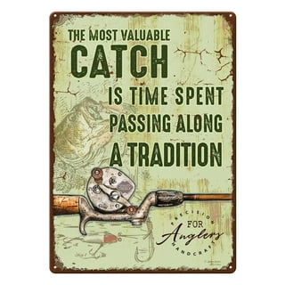 Fishing Wall Decorations Give A Boy The Fly Rod and He Can Conquer The  World Fishing Metal Sign Decor Tin Aluminum Sign Wall Art Metal Poster for  Man