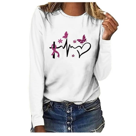 Breast Cancer Long Sleeve - Pink Breast Cancer Awareness Unisex Sweatshirts Pullover Tops