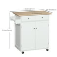 thumbnail image 3 of HOMCOM Rolling Kitchen Island with Storage, Kitchen Cart with Wood Top, 3 of 10