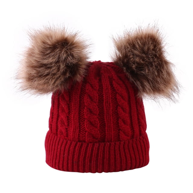 Gorro de punto de doble ovillo para bebé, gorro cálido para niños en otoño e invierno