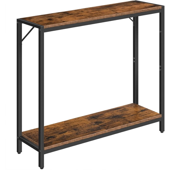 30" Narrow Console Table, 2-Tier Small Entryway Table with Shelf, Thin Sofa Table with Shelves, Behind Couch Table for Living Room, Hallway, Foyer, Rustic Brown and Black CTHR27601