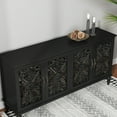 thumbnail image 5 of HLR 62'' Mid Century Vintage Sideboards Buffets Cabinet with 4 Doors Storage for Kitchen Dining, Black, 5 of 14