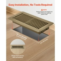 Heavy Duty 4x10 Inch Brown Floor Registers, 6-Pack Iron HVAC Grilles for Home Ventilation Systems