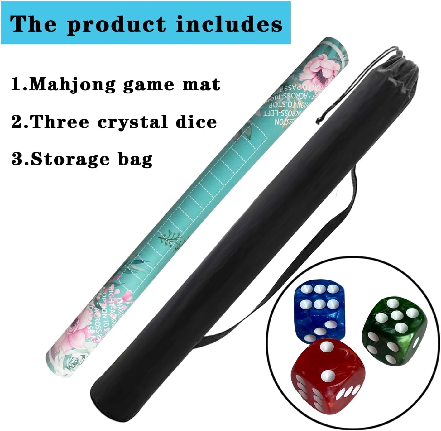 mahjong mat for table with Drawstring Bag/31.5Inch/american mahjong table cloth with rules mats,Noise Reduction Anti-Slip game mat for table,for Mahjong/Poker/Board Games/Card Games/Dominoes (blue)