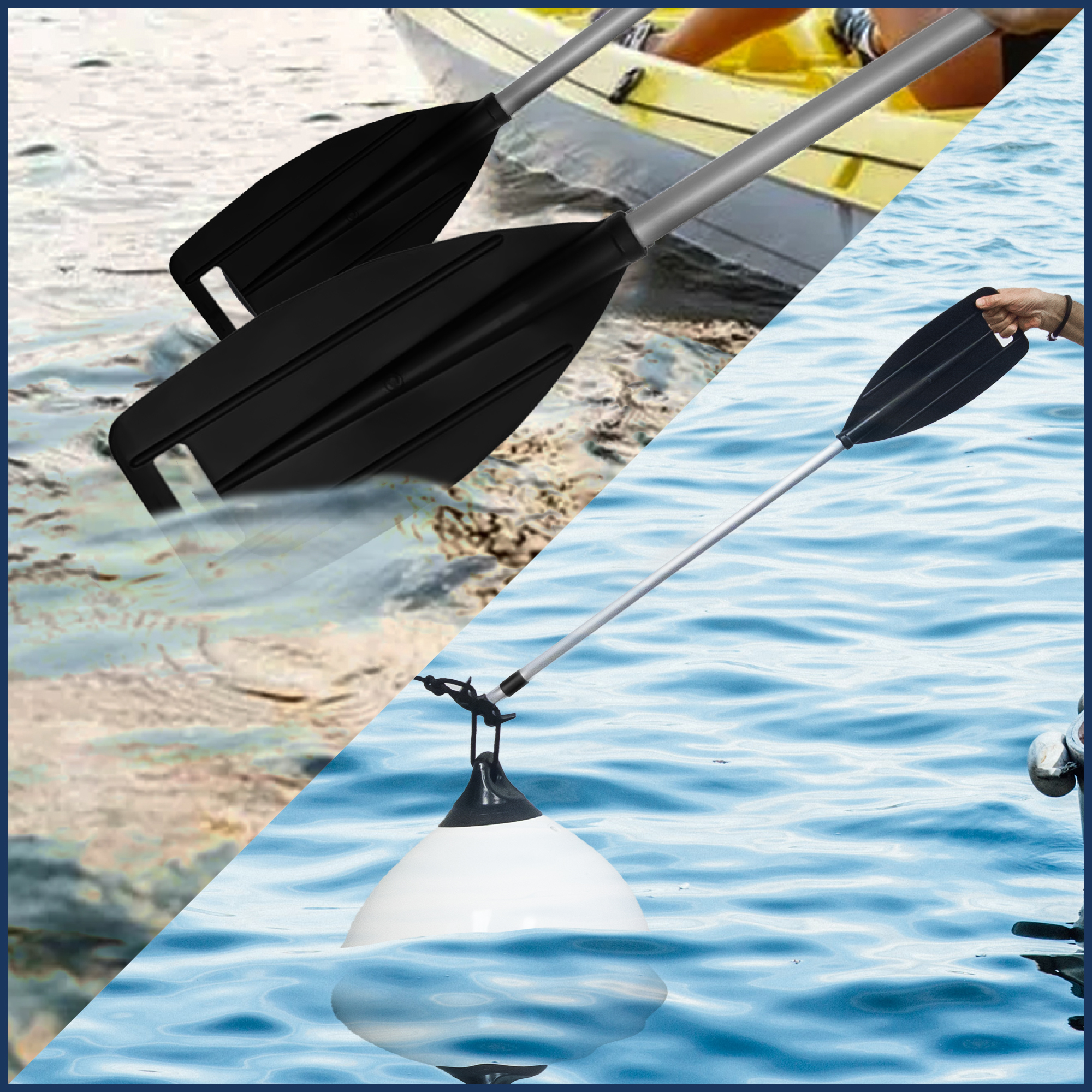 Five Oceans Kayak / Canoe Telescoping Paddle and Boat Hook, Black Extends 45 inches to 72 inches FO1885