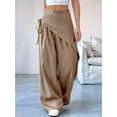thumbnail image 6 of Women Wide Leg Baggy Flowy High Waisted Pants Loose Fit Casual Cozy Cute Y2k Trousers Khaki S, 6 of 9