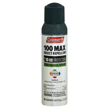 Four Paws Bird Spray - Coleman 100% Maximum Deet Insect Repellent Continuous Spray, 4 oz