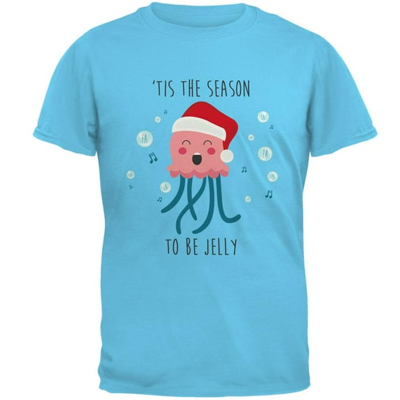 Christmas 'Tis the Season to be Jelly Jolly Jellyfish Pun Mens T Shirt Sky LG